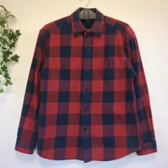 UNIQLO　スラブコットンチェックシャツ　　赤✕紺　Sサイズ　美品