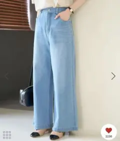 【ROPE PICNIC】ウエスト革命デニム　ウエストシェイプデニムワイドパンツ