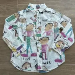 デニムダンガリー　120cm らくがきプリント　長袖シャツ