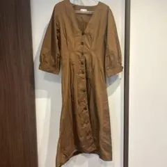 ZARA trf collection ブラウン 七分袖 ワンピース