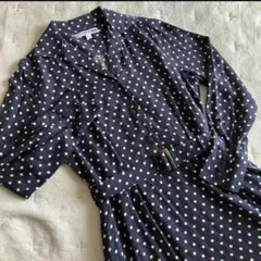 ユニクロ　レーヨンワンピース　ドット　ネイビー　S