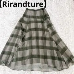 【Rirandture】チェックスカート（M）カーキ系ポリエステル秋通勤通学のサムネイル