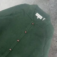 vintage 襟付き ニット カーディガン コットン　レトロ　グリーン　春