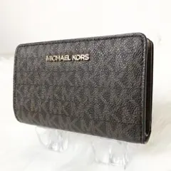 【極美品】マイケルコース 二つ折り財布 総柄 MK ロゴ L字ファスナー