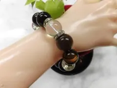 在庫処分 天然石 タイガーアイ+水晶四神ブレスレット 　　261221131