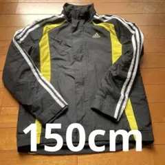 adidas ウィンドブレーカー 黒・黄色 ストライプ入り　サイズ150
