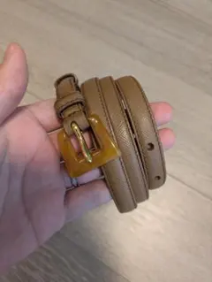 美品✨プラダ メンズベルト ハトメ ロゴ刻印 シルバー金具 ビジネス 紺