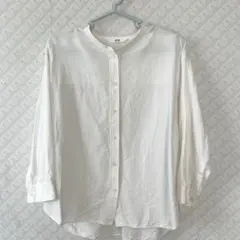 UNIQLO リネンブレンド　バンドカラー　シャツ　リネンシャツ 7分袖