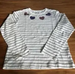 グローバルワーク　長袖カットソー 140cm ホワイトストライプ ハート