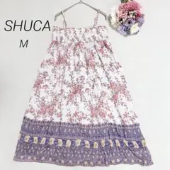 【シュカ SHUCA】総花柄　ドッキング　キャミソール　チュニックワンピース　Mのサムネイル