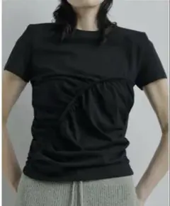 anuke gather design tops 半袖　黒　※のサムネイル