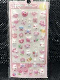 ボンボンドロップ うさぎシール　立体シール　シール帳約40個入り