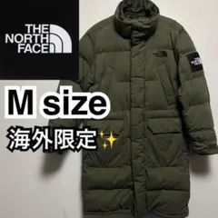 【海外限定】ザノースフェイス　ロングダウンジャケット　肩ロゴ　ベンチコート　M