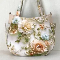 チューリップ型バッグ　エレガントローズ　ハンドメイド