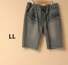 メンズ デニムハーフパンツ ウエストゴム ドローコード LLサイズのサムネイル