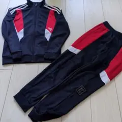 adidas ジャージ上下セット 黒/赤/白　140