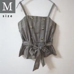 【✨️本日まで値下げ❗️✨️】ビスチェ　キャミソール　ペプラム　リボン　チェック