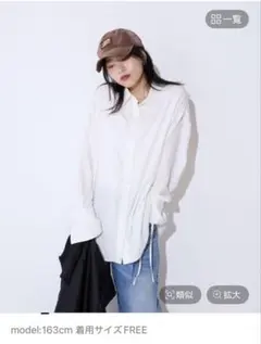 美品★JEANASIS リボンカフス シルキーシャツのサムネイル