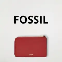 【正規品】Fossil カードケース フォッシル　レザー ジップ レッド