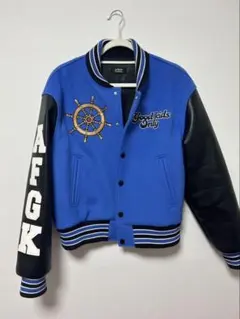 AFGK スタジャン 青 ウール レザー