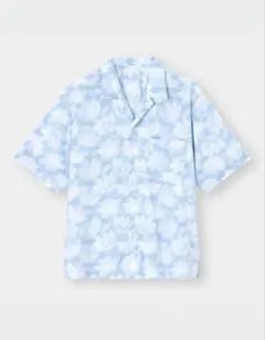 GU オープンカラーシャツ 5分袖 フラワー 花柄 アロハシャツ M