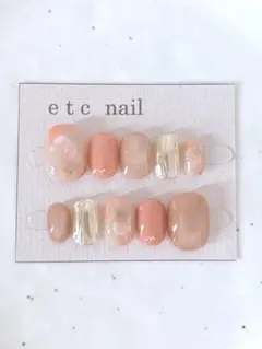 No.566ベリーショート　ネイルチップ　オレンジピンク　ニュアンス　春