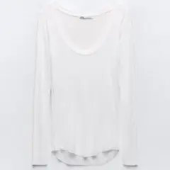 ZARA リブ セミシースルー 長袖 Tシャツ