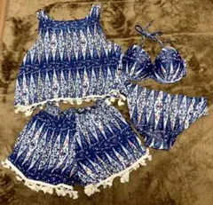 ボタニカル柄　水着　4点セット