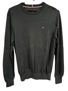 古着Tommyトミーヒルフィガーニットセーター丸首長袖黒XSサイズ