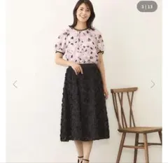 TOBECHIC近年モデル半袖ふんわりシアーシフォンプルオーバーブラウス 40のサムネイル