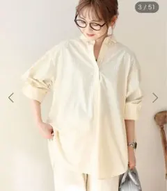 AMERICAN HOLIC イージーケアバックギャザーリボンシャツ　L