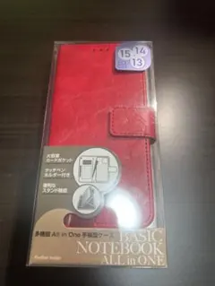レッド 手帳型ケース 13/14/15対応