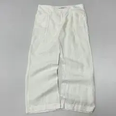 90s イタリア製 リネン100% 1タック スラックス ワイドレッグ バギー