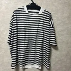 ハートマーケット　シアーアンサンブルストライプ五分袖カットソー　ブラック