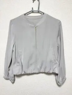 VIS ノーカラージャケット ブルゾン ライトグレー