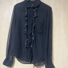 BLACK COMME des GARCONS シアーシャツ　フリル　ドットのサムネイル