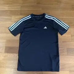 adidas ブラック Tシャツ 3本ライン　160