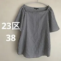 d古着 23区 半袖ブラウス ストライプ　エアリー　38 ☺︎のサムネイル