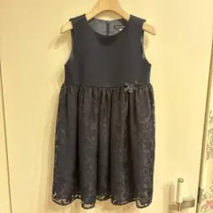 べべ　シアー花柄切替ワンピース　120 ネイビー