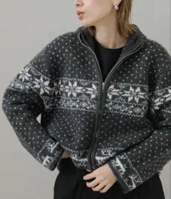 アーバンリサーチサニーレーベル ノルディック柄ブルゾンニット