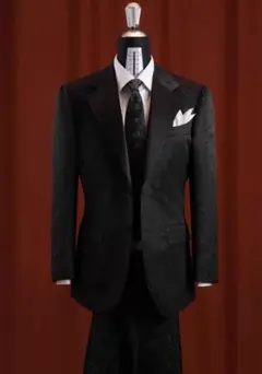 イタリア輸入生地 ブラック ペイズリー織り柄 高級 フォーマル スーツセット