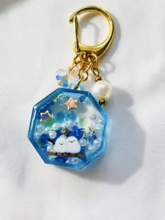 シマエナガチャーム　シェイカーチャーム　シマエナガキーホルダー　【夜空に佇む】