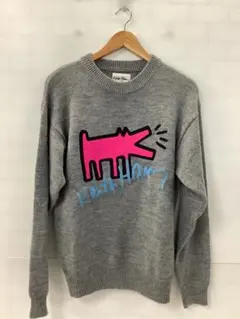 値下◎9.27◎A439◎ジョイリッチ◎ニットセーター◎ロゴフェルト◎グレーのサムネイル