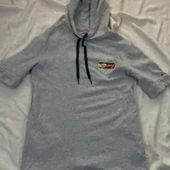 TOMMY JEANS 半袖パーカー グレー M ロゴ刺繍