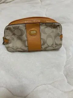 Coach ポーチ ベージュ/オレンジ