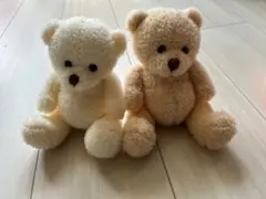 ホワイトとベージュのぬいぐるみクマ2体セット