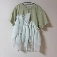 KBF アシメフリルドッキングTEE 半袖Tシャツのサムネイル