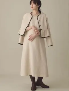 【美品】エンジェリーベ 授乳服 マタニティ ツイードワンピース+ジャケットM