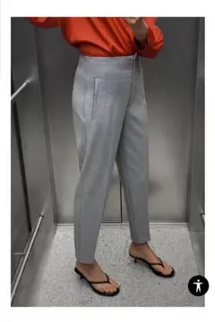 ZARA グレー ハイウエストパンツ テーパード オフィス 定番 サイズXS