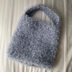 ◾️ハンドメイド　編み物　ブルーグレーワンハンドルバッグ
